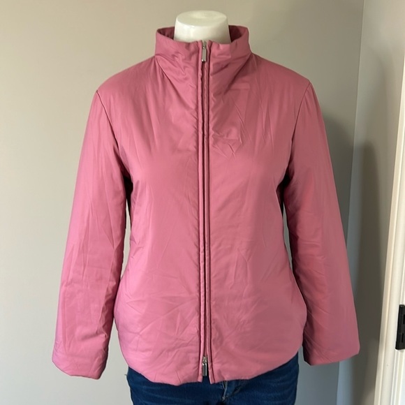 Max Mara Down Packable Coat Full Zip Pockets Designer Luxury Rose Pink Sz 4 - Picture 1 of 15